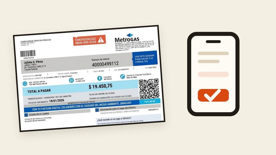 Vista previa: Cómo pagar la factura de MetroGAS y descargarla