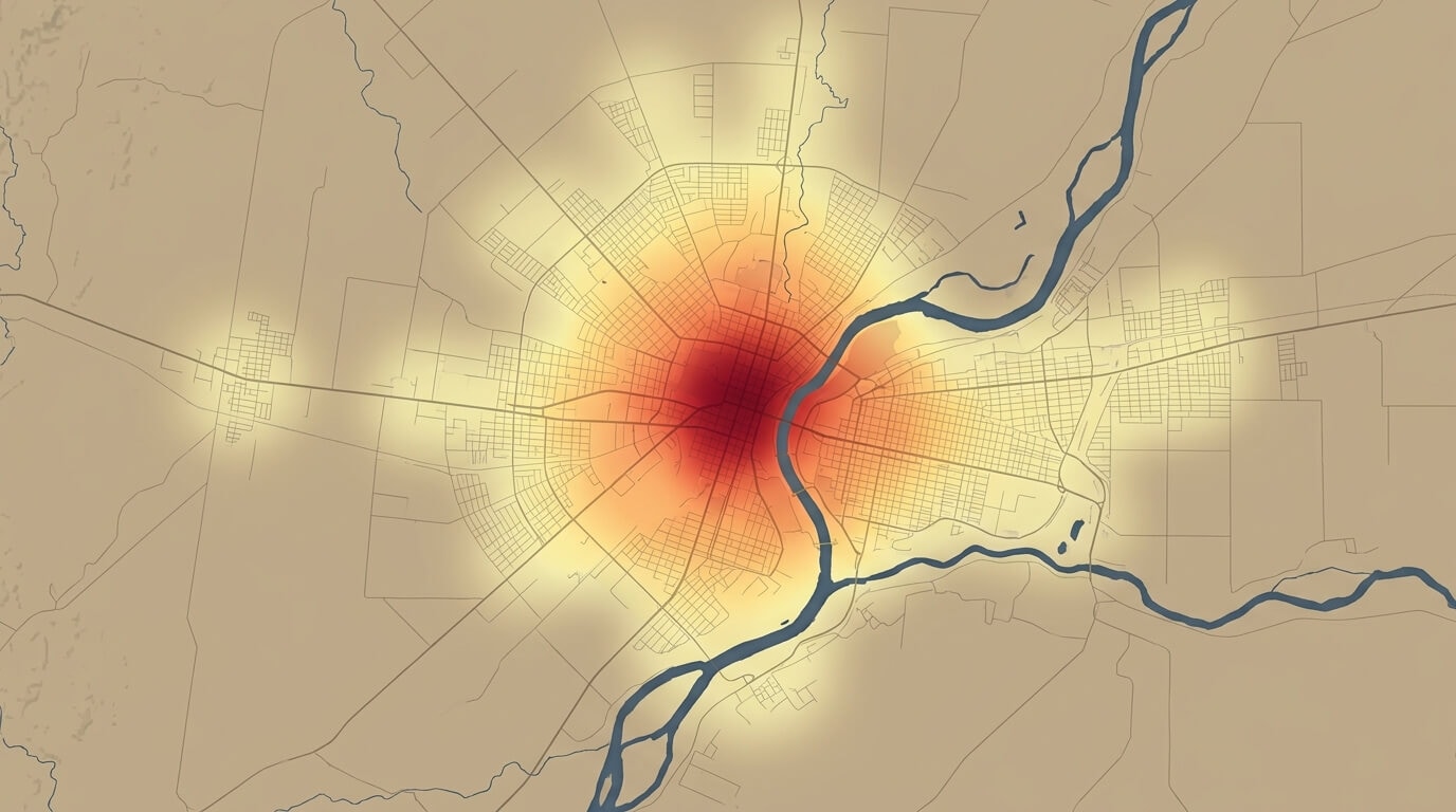 Mapa de calor del valor del m² de terreno en Neuquén