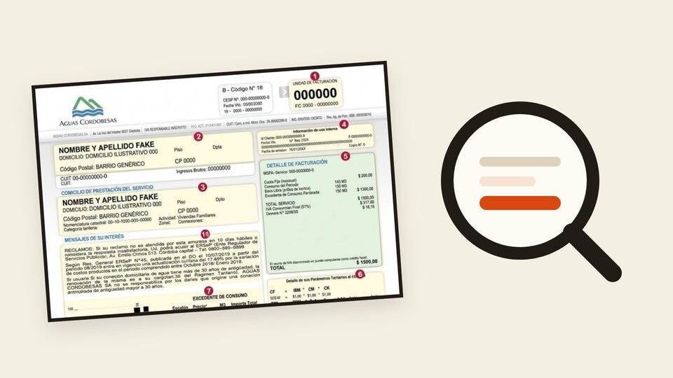 Vista previa: Cómo leer la factura de Aguas Cordobesas