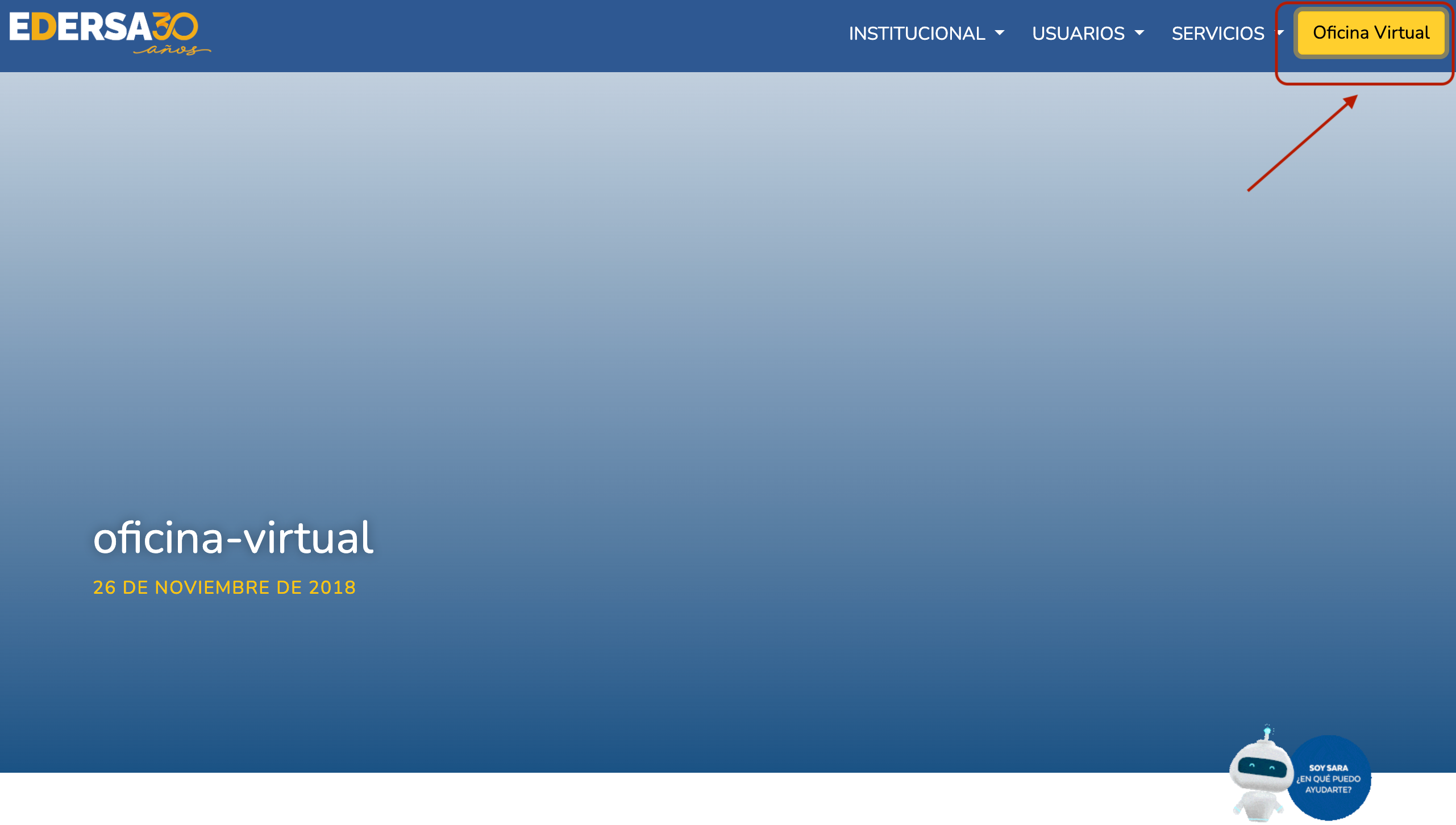 Botón de acceso a la Oficina Virtual de EDERSA